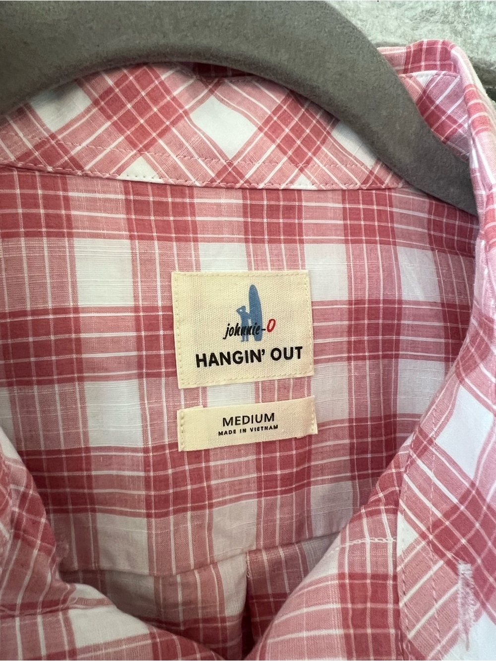 johnnie-O Pink and White Plaid Button-Down Shirt - Picture 3 of 7
